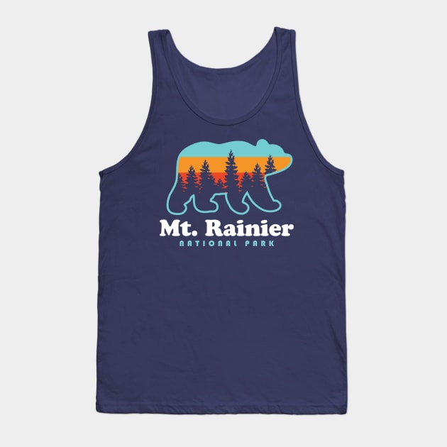 Mt Rainier National Park Hikes Retro Bear Tank Top by PodDesignShop